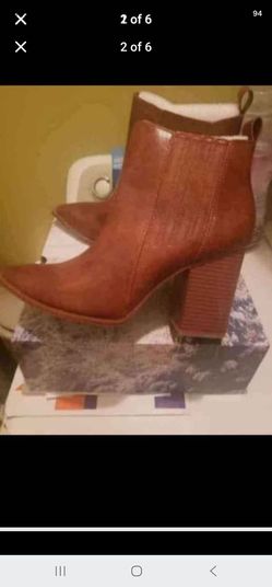 Brand New womans size 10 pointed toe slip on booties/Block heel Faux leather