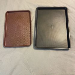 Two different size oven baking pans
