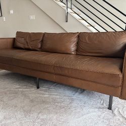 west elm Axel 89" Sofa - Saddle Leather (Nut, Metal finishes)  USED