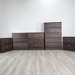 Dresser, Chest And 2 Nightstands - Cómoda, Gavetero Y 2 Mesitas De Noche 