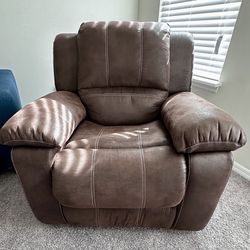 Brown Leather Rocking Recliner 