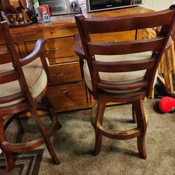 Study Strong Bar Stools They Turn Wood Structure Thiick Babrib Cushion No Tears In Great Shape Asking 80 Will Negotiate For Right Price.must Pick Up.i