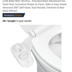 LUXE Bidet NEO 185 Plus - Patented Bidet Attachment for Toilet Seat, Innovative Hinges to Clean, Slide-in Easy Install, Advanced 360° Self-Clean, Dual