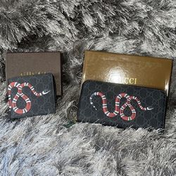 GUCCI GG Supreme Monogram Snake Wallets BLACK 