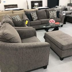 Brand New • Ashley Nemoli Grey/Slate 4 Piece Living Room Set (Queen Sofa Sleeper, Loveseat, Chair and Ottoman)