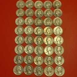 40 Washington Silver Quarters 