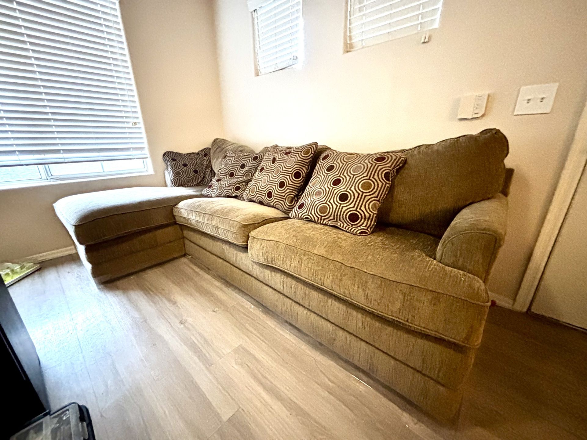 La-Z-Boy Beige Tan Fabric Partial Sectional Couch