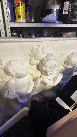 White Cherub Angel Relief Wall Plaque