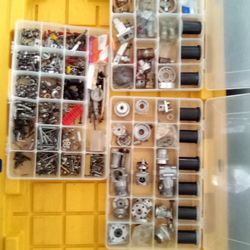 3 Plastic Boxes With Several Used Parts For RC Nitro Boats 