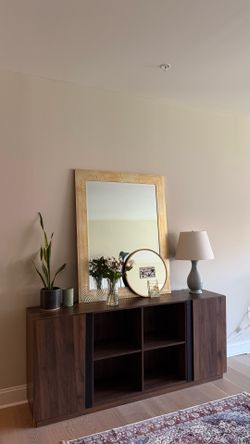 Brown console with storage