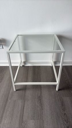 White Metal and Glass Side Table