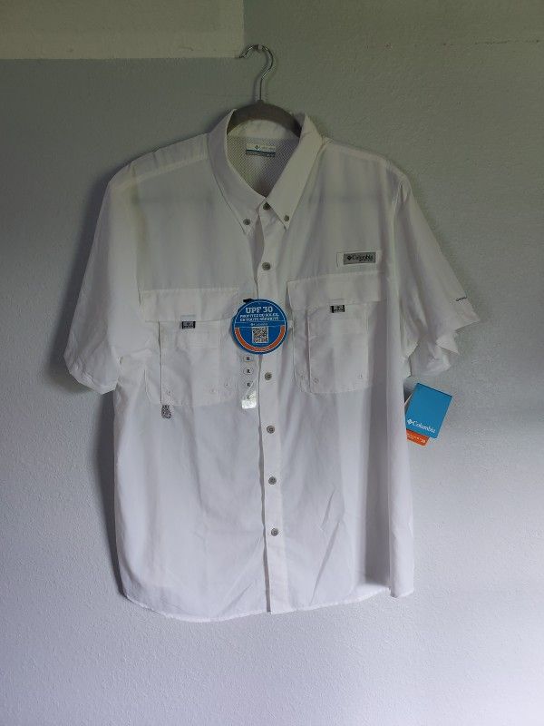 Columbia PFG Omni Shade Bahama Short Sleeve Fishing Shirt Men's XL White NEW