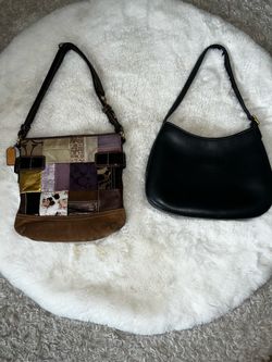 tCoach Y2K limited edition Holiday Patchwork Bag & Vintage black leather Ergo Hobo bag Make offer