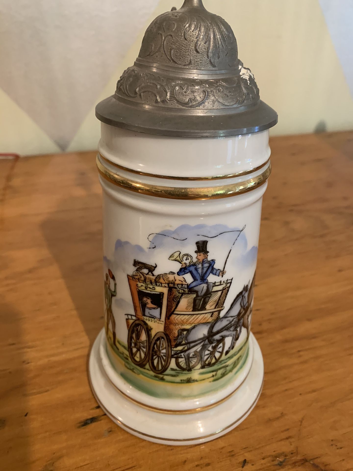 German porcelain Mettlach lithophane stein