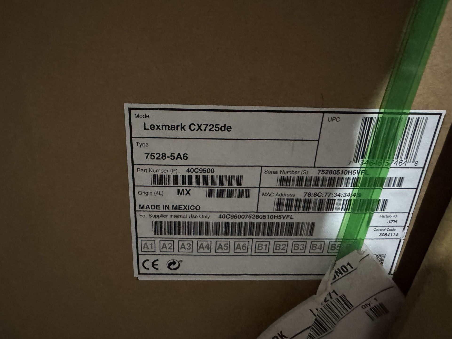 CX725de Color Laser Multifunction Printer