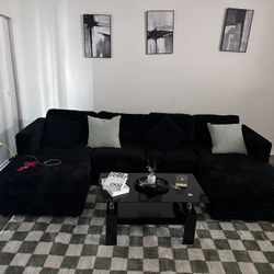 4 Seater Modular Sectional Sofa, U Shaped Extra Large Corduroy With Double Chaises