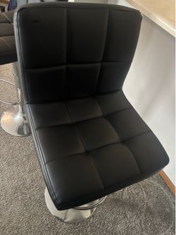 Set of 2 Adjustable Black Bar Stools – Modern Faux Leather