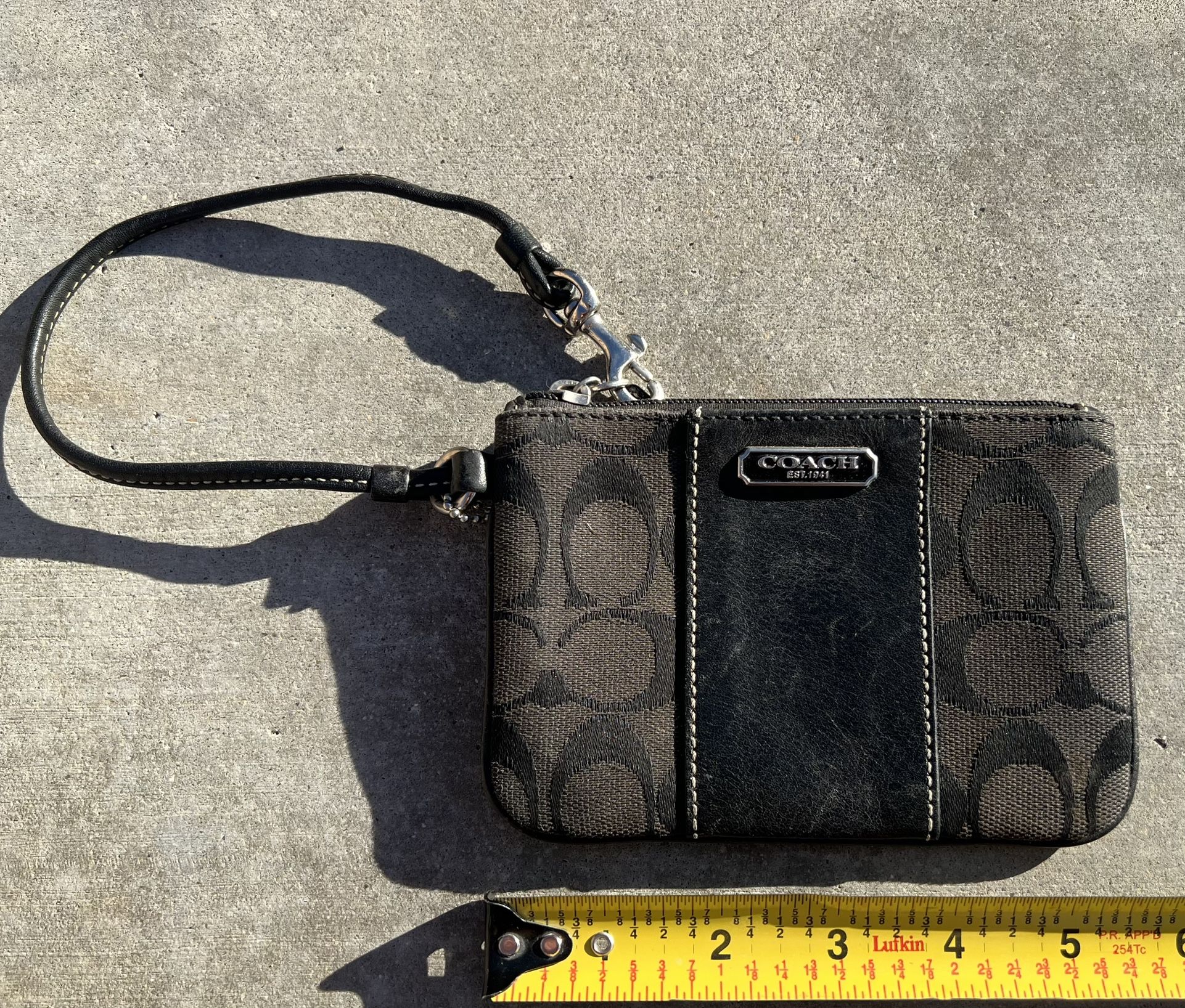 Coach Brown Classic Wristlet Bag With Zipper