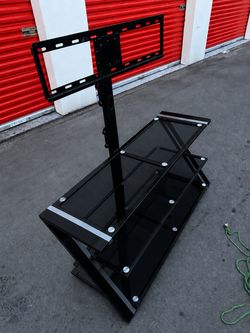 Black Glass TV Stand with Integrated Mount