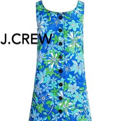 🌞(NEW) (1 AVAILABLE) WOMEN’S J.CREW BUTTON FRONT SHIFT DRESS IN COBALT FLORAL - SIZE: LARGE (MSRP: $128)🌞