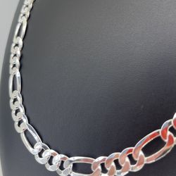 925 Sterling Silver Flat Figaro Necklace 26” 8.5mm 47.00grams 152802 13
