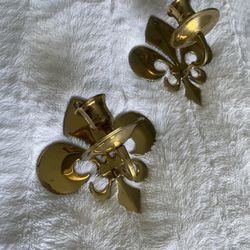 Two Brass Candle Holder Sconces 