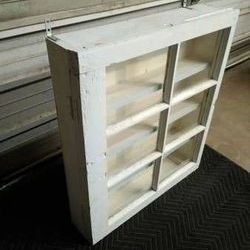 Blue Rustic Architectural Salvage Repurposed Window Medicine Cabinet 28×24