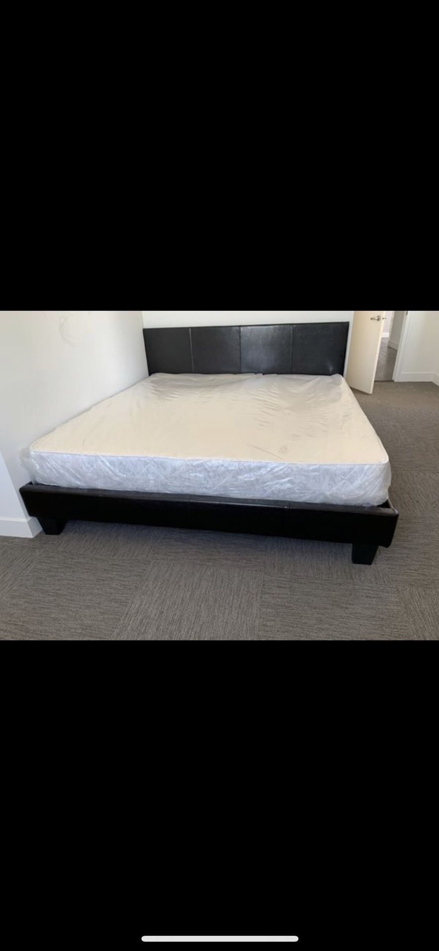 King platform bed frame with mattress (free delivery)