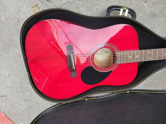 Samich Greg Bennett Acoustic Guitar Red with hard case Grover tuners