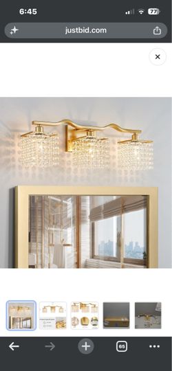 3-Light Gold Crystal Vanity Wall Light