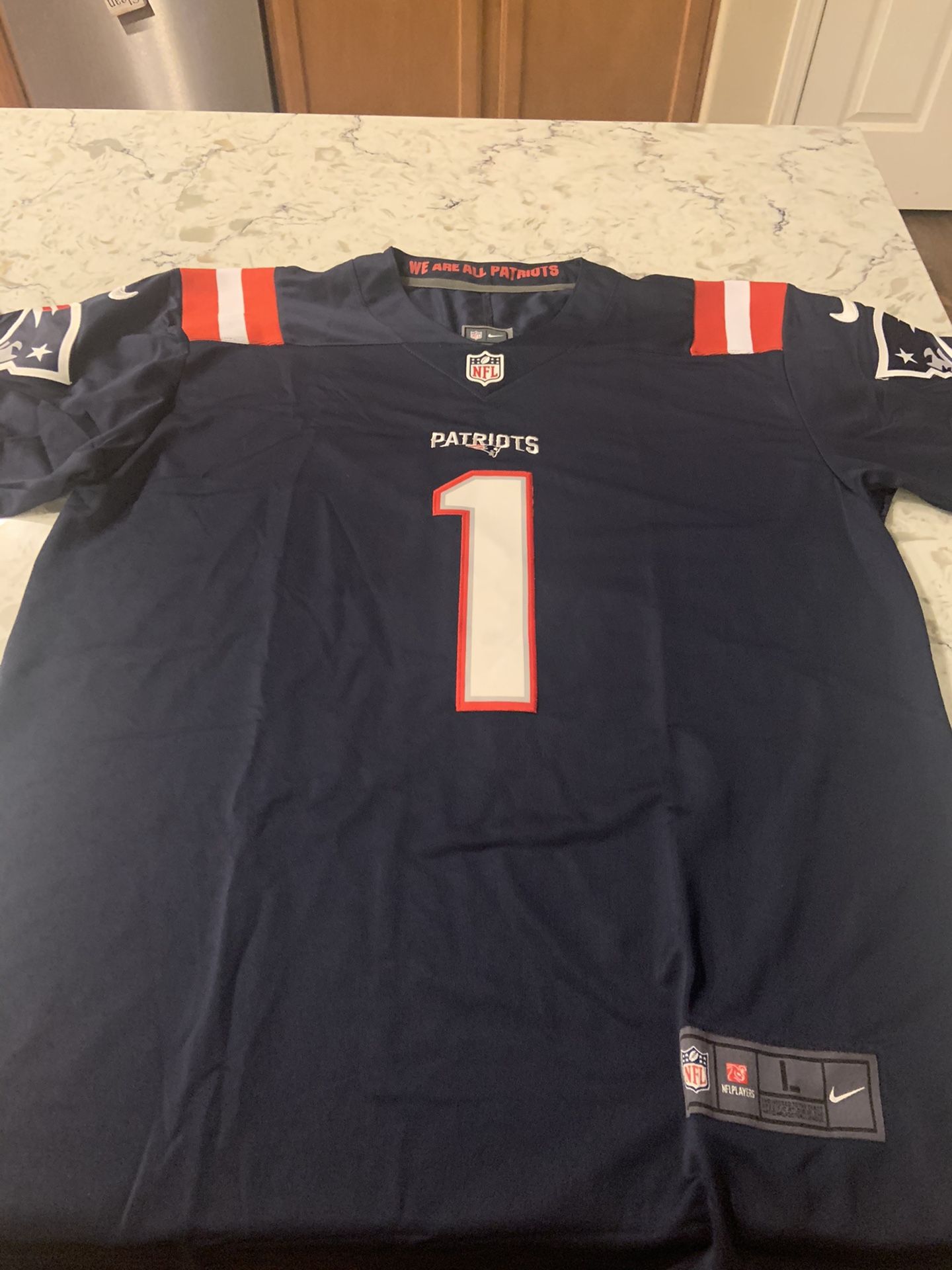 Cam Newton New England Patriots Home Jersey Size Large