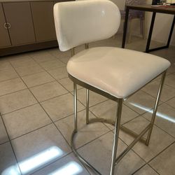 Gold Metal Barstool with Cream Upholstered Seat