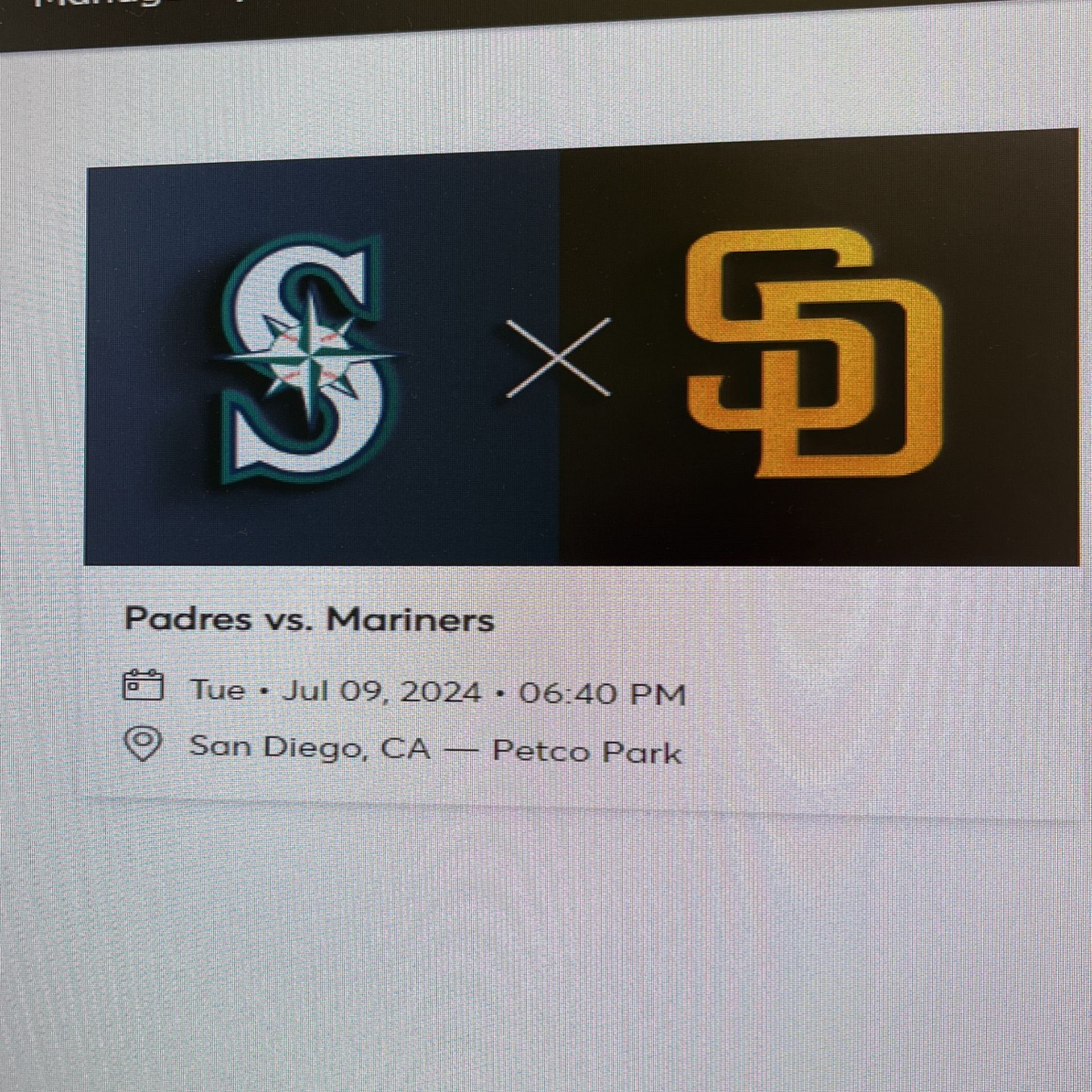 Tues July 9th padres