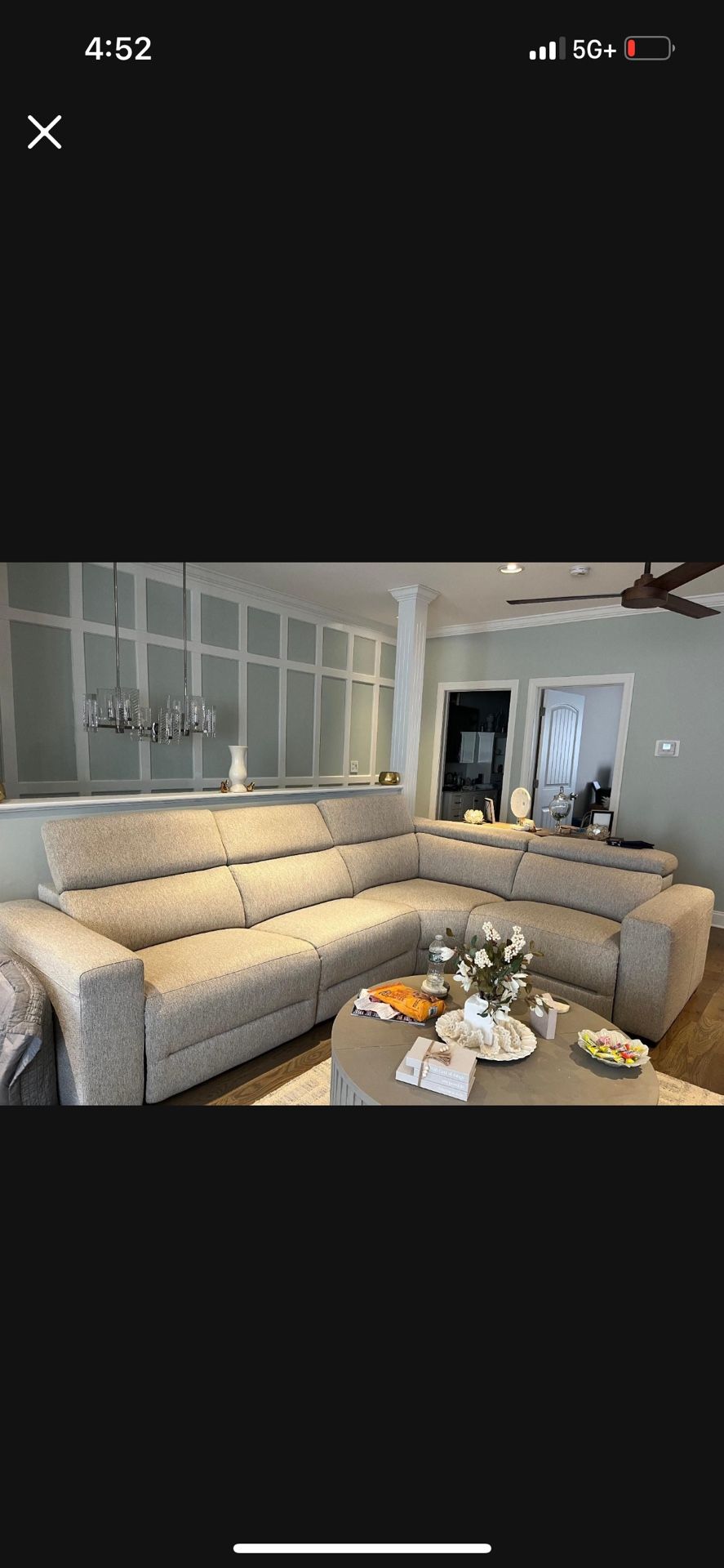 3 Piece Fabric Sectional With 2 Recliners