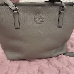 Tory Burch pebbled leather tote Taupe/stone Grey