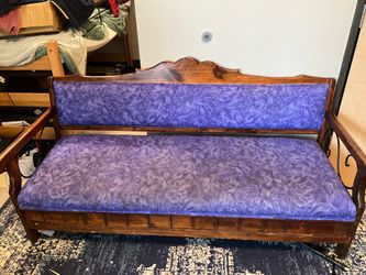 (MOVING NEED GONE) Vintage Wood Blue couch/ bench