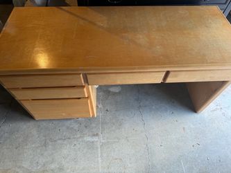 Wood Desk with Drawers