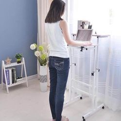 NEW Mobile Sitting/Standing Rolling Reversible Desk, Home Office Laptop Workstation, Side  Storage