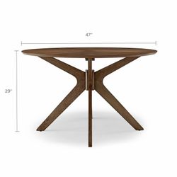 Modway Crossroads 47" Round Modern Wood Dining Table in Walnut