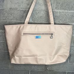 Bella Russo Reversible Tote Bag – Tan & Beige Vinyl Chic 👜 Travel Ready