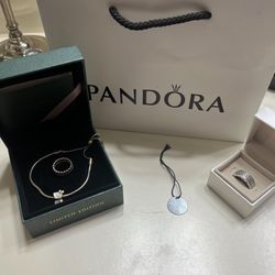 Authentic Pandora Bracelet And Rings For $250 Obo 