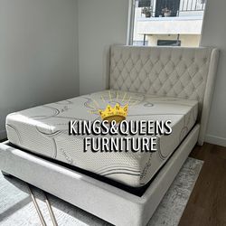NEW QUEEN BED FRAME WITH MATTRESS