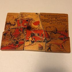 Antique wood puzzle, nursery rhyme
