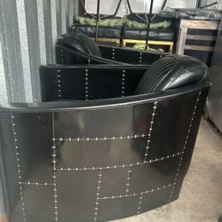 Vintage Black Leather Club Chair