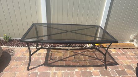 Patio table with glass