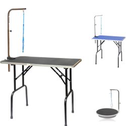 Go Pet Club 48-Inch Dog Grooming Table, Adjustable Arm Foldable Non-Slip Top, Rust-Proof, Waterproof, Warp-Free Trimming Table for Pets, Black