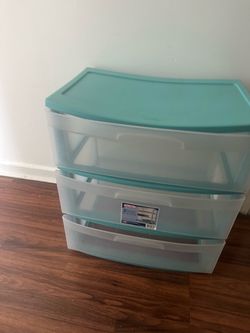Teal Rubbermaid storage drawers