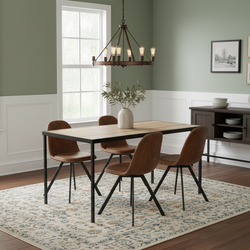 Milliken 5 Piece Walnut Dining Table Set with 4 Sunflower Swivel Chairs, Suede Brown