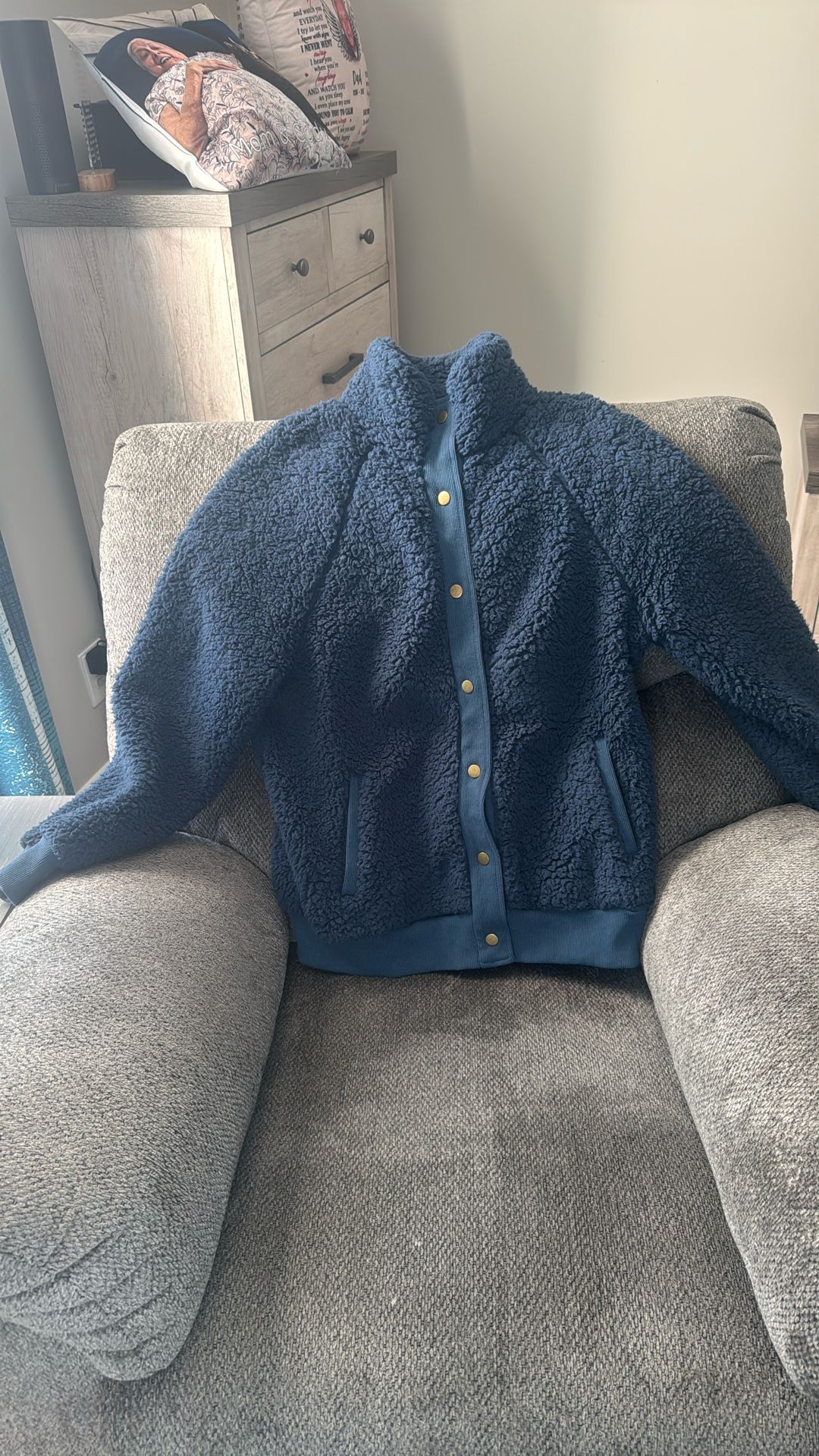 Navy Blue Fluffy Jacket Size M