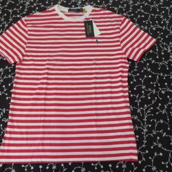 Polo Ralph Lauren Mens Striped Crewneck Classic T-Shirt red white NWT S/P